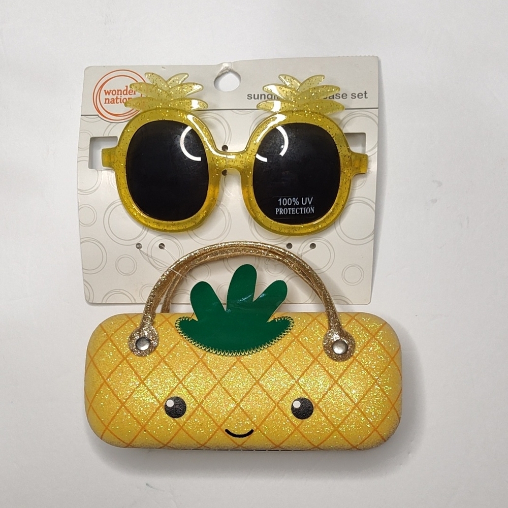 Wonder Nation Yellow Pineapple Sunglasses and Case Set NWT